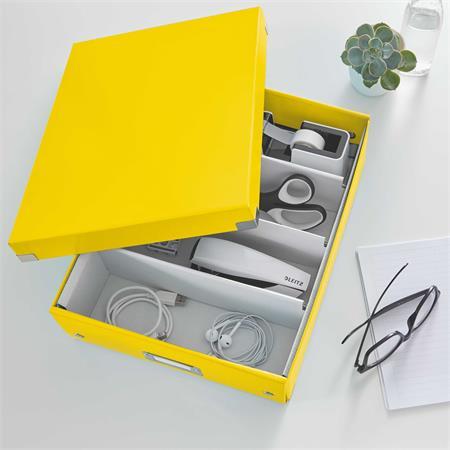 Odkladacia škatuľa, organizačná, laminovaný kartón, veľkosť: M, LEITZ "Click&Store", žltá