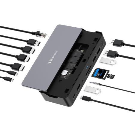 Dokovacia stanica, 15 port, USB-C host, možnosť rozšírenia pomocou SSD disku, VERBATIM "US