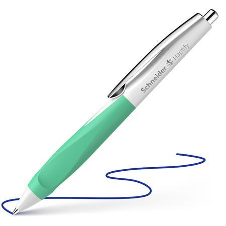 Guľôčkové pero, 0,5 mm, stláčací mechanizmus, farba tela pera: biela-mätová, SCHNEIDER "Ha