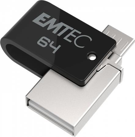USB kľúč, 64GB, USB 2.0, USB-A/microUSB, EMTEC "T260B Mobile&Go"