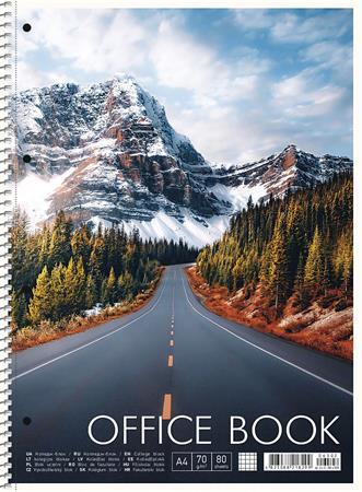 Špirálový zošit, A4+, štvorčekový, 80 listov, SHKOLYARYK "Office book", mix