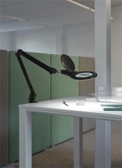 Stolová lampa, LED, zväčšovacie sklo, s držiakom, MAUL "Makro", čierna