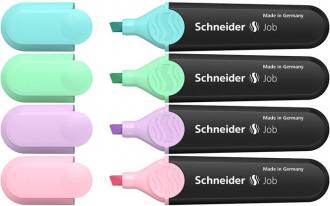Zvýrazňovač, sada, 1-5 mm, SCHNEIDER "Job Pastel", 4 rôzne pastelové farby