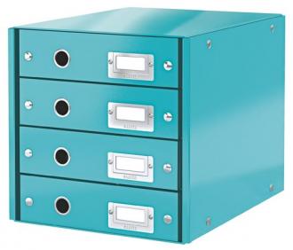 Box na dokumenty, laminovaný kartón, 4 zásuvky, LEITZ "Click&Store", ľadovo modrý