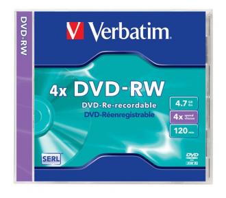 DVD-RW 4,7 GB, 4X, KLASICKÝ OBAL, VERBATIM