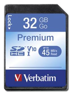 Pamäťová karta SecureDigital, 32 GB, C1L0/U1, 45/10 MB/s, VERBATIM, "Premium"