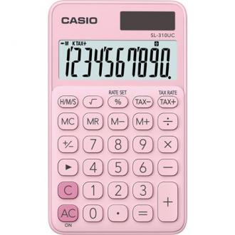 Kalkulačka, stlová, 10 miestny displej, CASIO "SL 310K", svetloružová