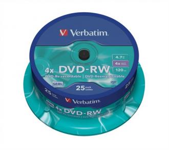 VERBATIM DVD-RW 4,7 GB, 4X, CAKE BOX (SERL)