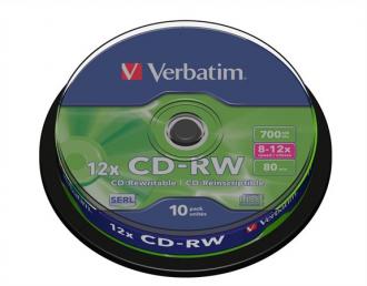 CD-RW 700MB, 8-10X, SERL, CAKE BOX, VERBATIM